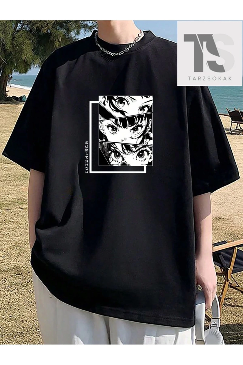 Erkek Çiçek Slogan Baskılı T-Shirt