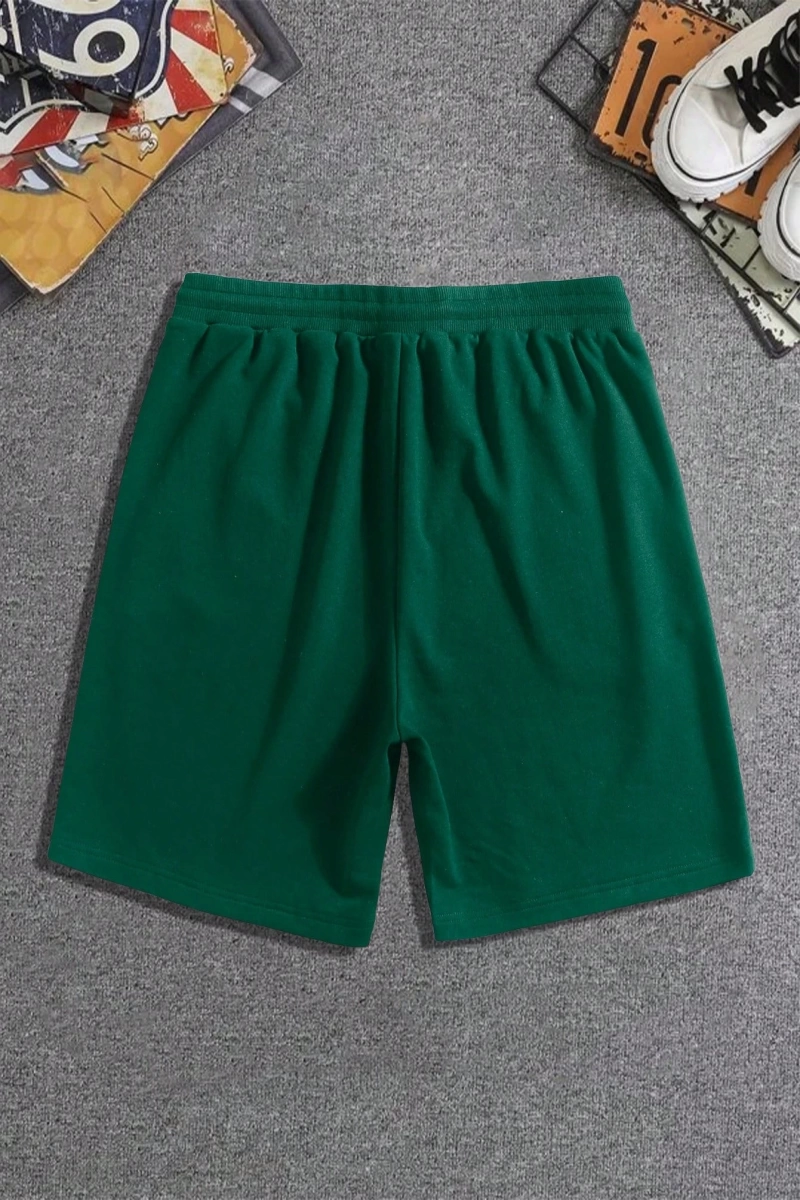 Erkek Çiçek Ve Slogan Baskılı Bağcıklı Bel Şortu Dışarı Çıkma Moda Bağcıkl