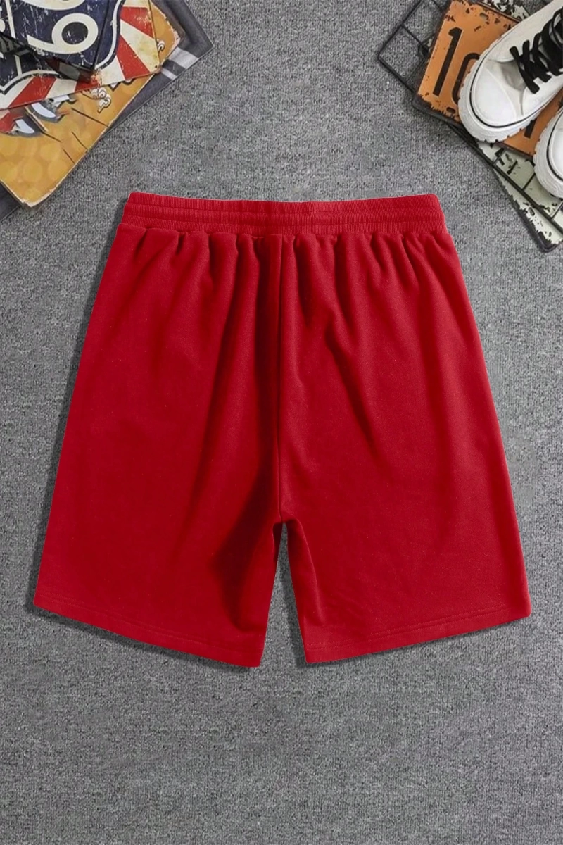 Erkek Çiçek Ve Slogan Baskılı Bağcıklı Bel Şortu Dışarı Çıkma Moda Bağcıkl