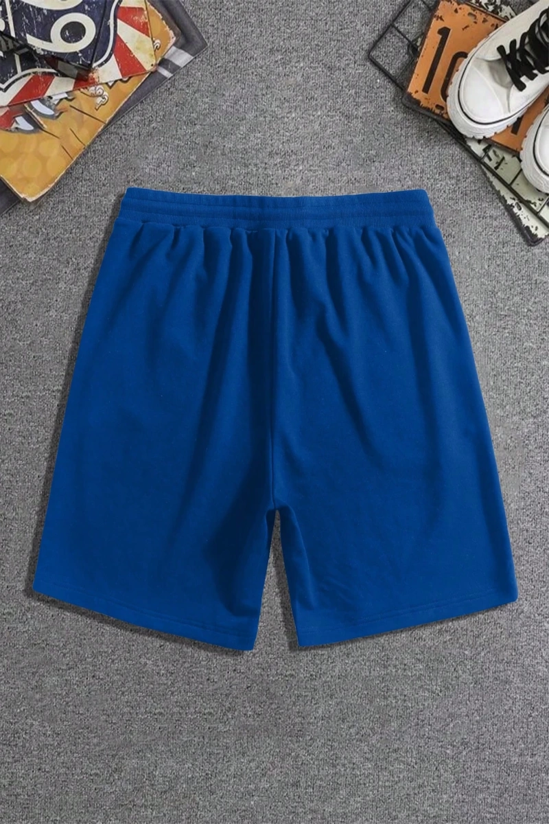 Erkek Çiçek Ve Slogan Baskılı Bağcıklı Bel Şortu Dışarı Çıkma Moda Bağcıkl