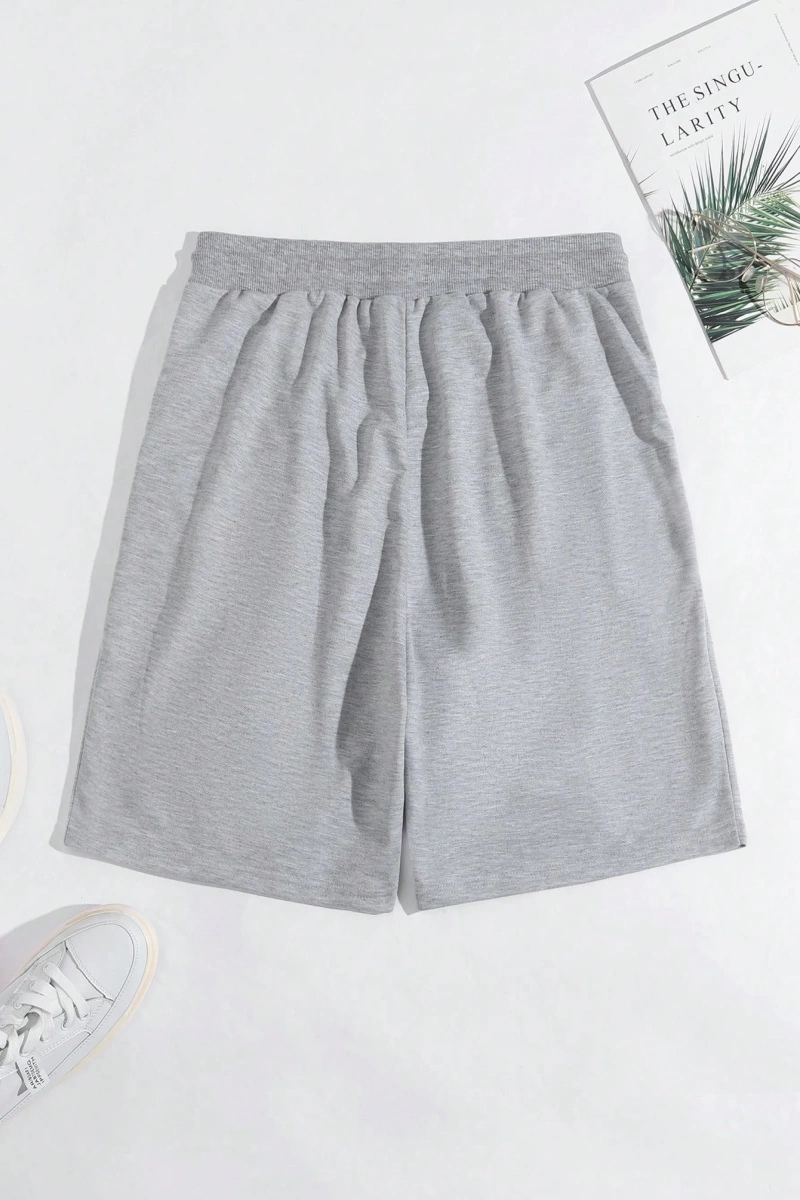 Erkek Çiçek Ve Slogan Baskılı Bağcıklı Bel Şortu Dışarı Çıkma Moda Bağcıkl