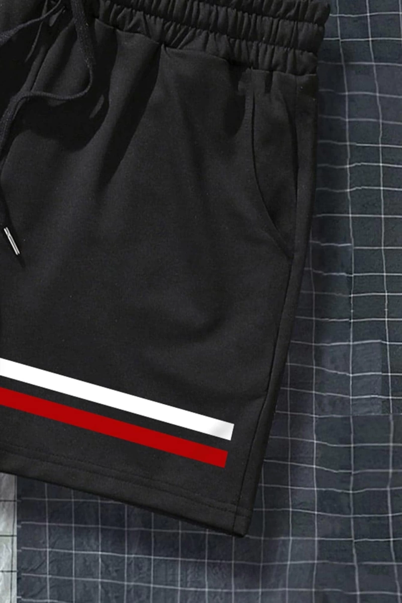 Erkek Çizgili Baskılı Bağcıklı Bel Şort Sweat Graffiti Koca