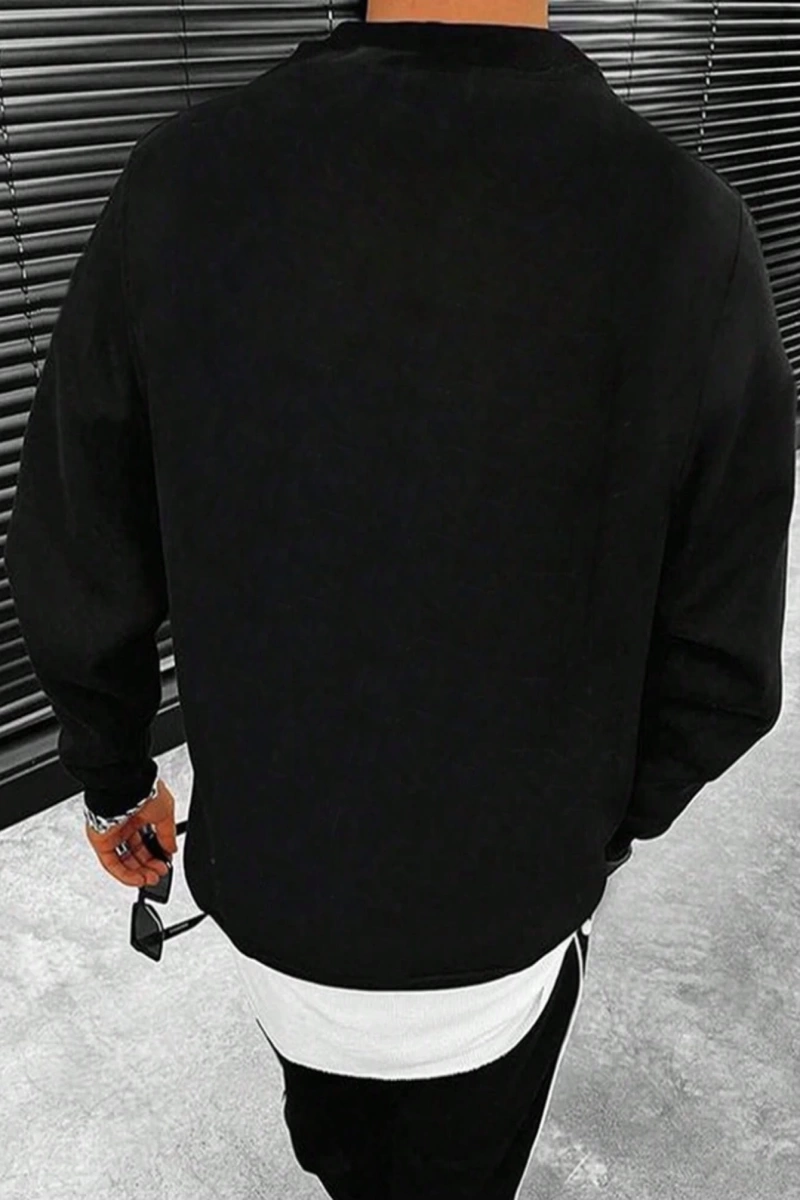 Erkek Düz Renk Bol Kesim Düşük Omuz Polar Kapüşonlu Sweatshirt