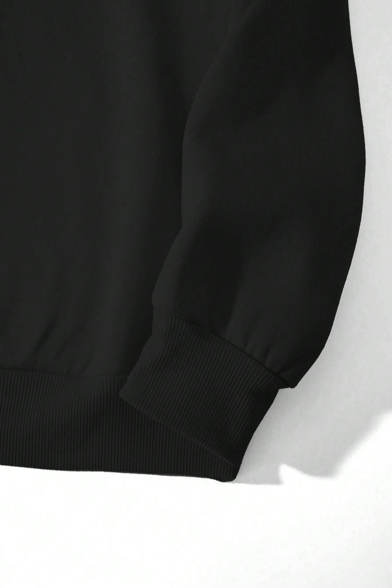 Erkek Düz Renk Bol Kesim Düşük Omuz Polar Kapüşonlu Sweatshirt
