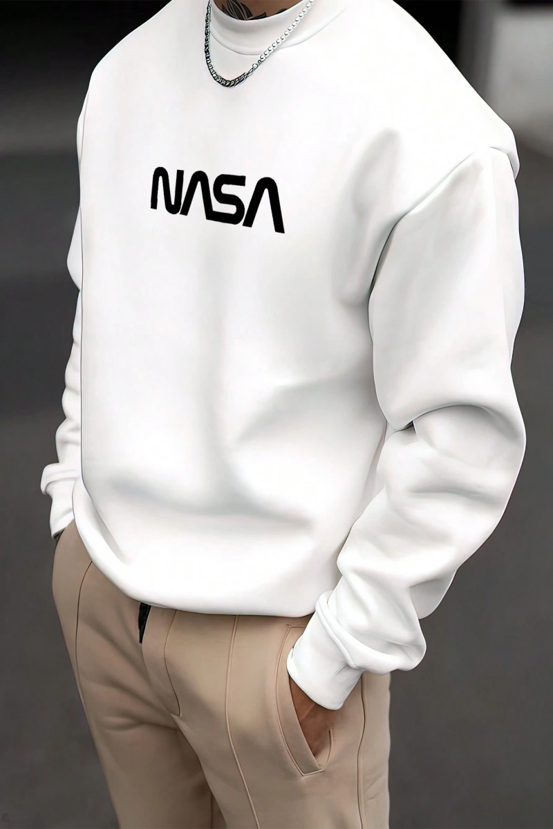 Erkek Düz Renk Düşük Omuz Bol Kesim Kapşonlu Sweatshirt Bağcıklı
