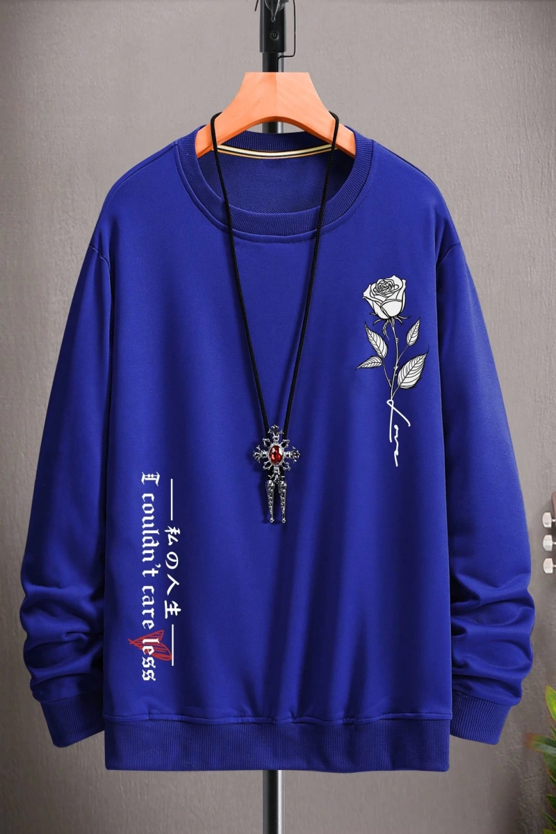 Erkek Düz Renk Düşük Omuz Bol Kesim Kapşonlu Sweatshirt Bağcıklı