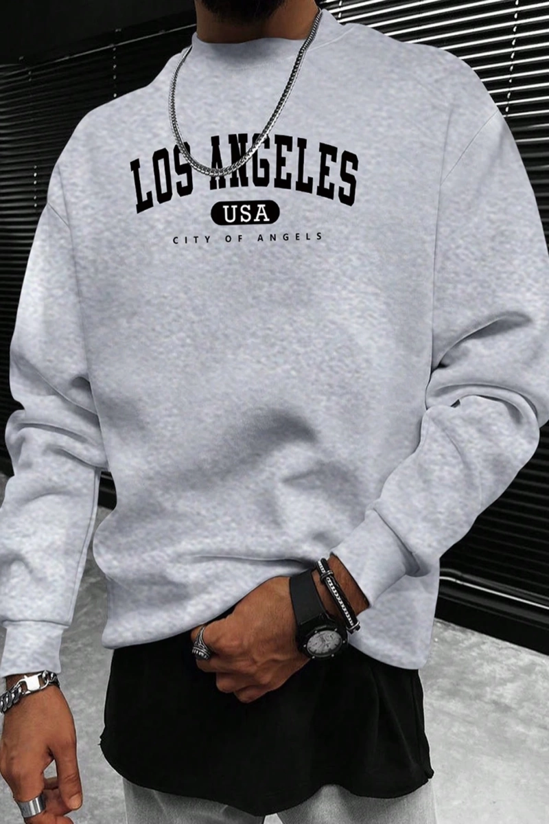 Erkek Düz Renk Düşük Omuz Bol Kesim Kapşonlu Sweatshirt Bağcıklı