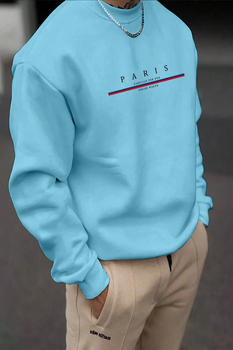 Erkek Düz Renk Düşük Omuz Bol Kesim Kapşonlu Sweatshirt Bağcıklı