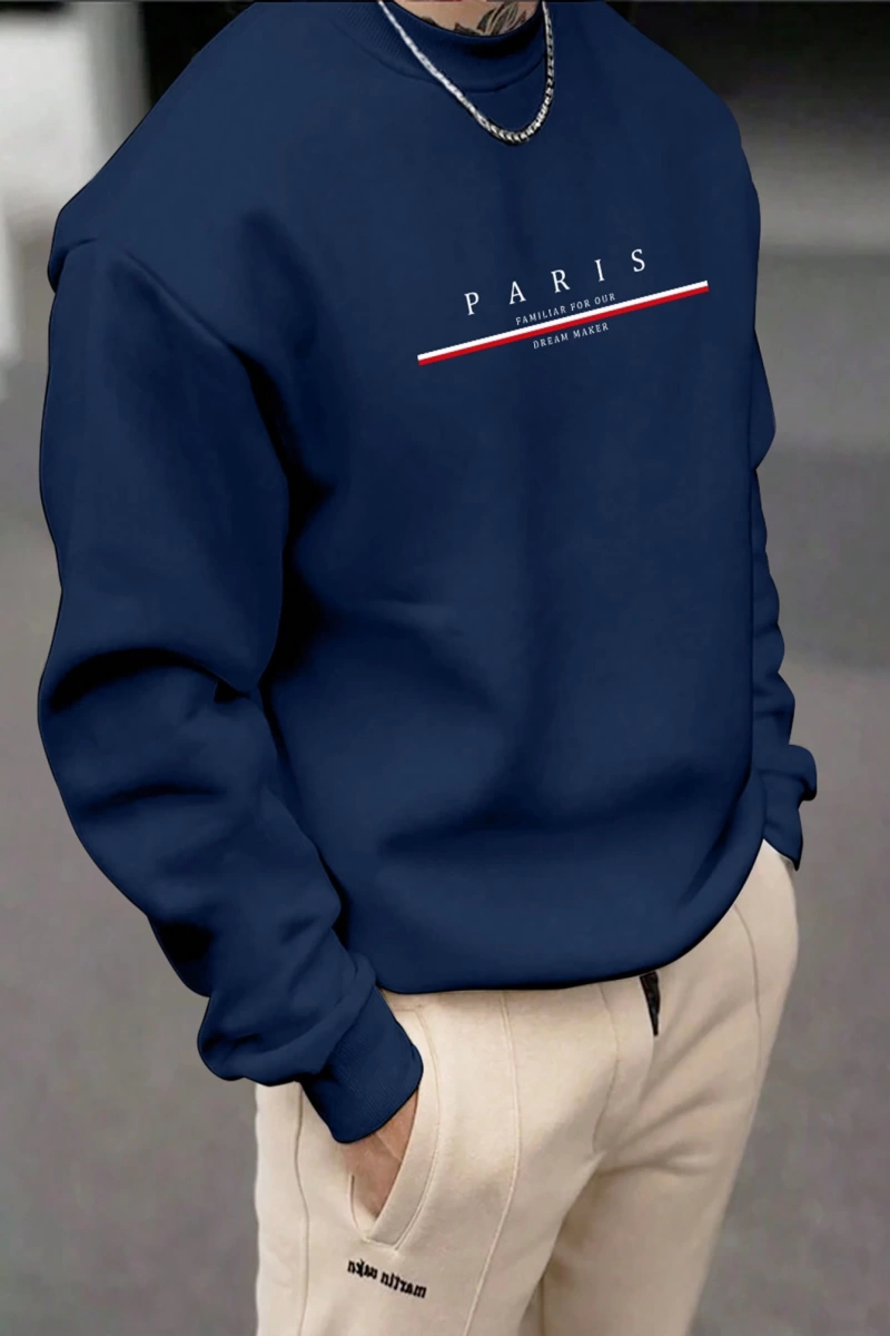 Erkek Düz Renk Düşük Omuz Bol Kesim Kapşonlu Sweatshirt Bağcıklı