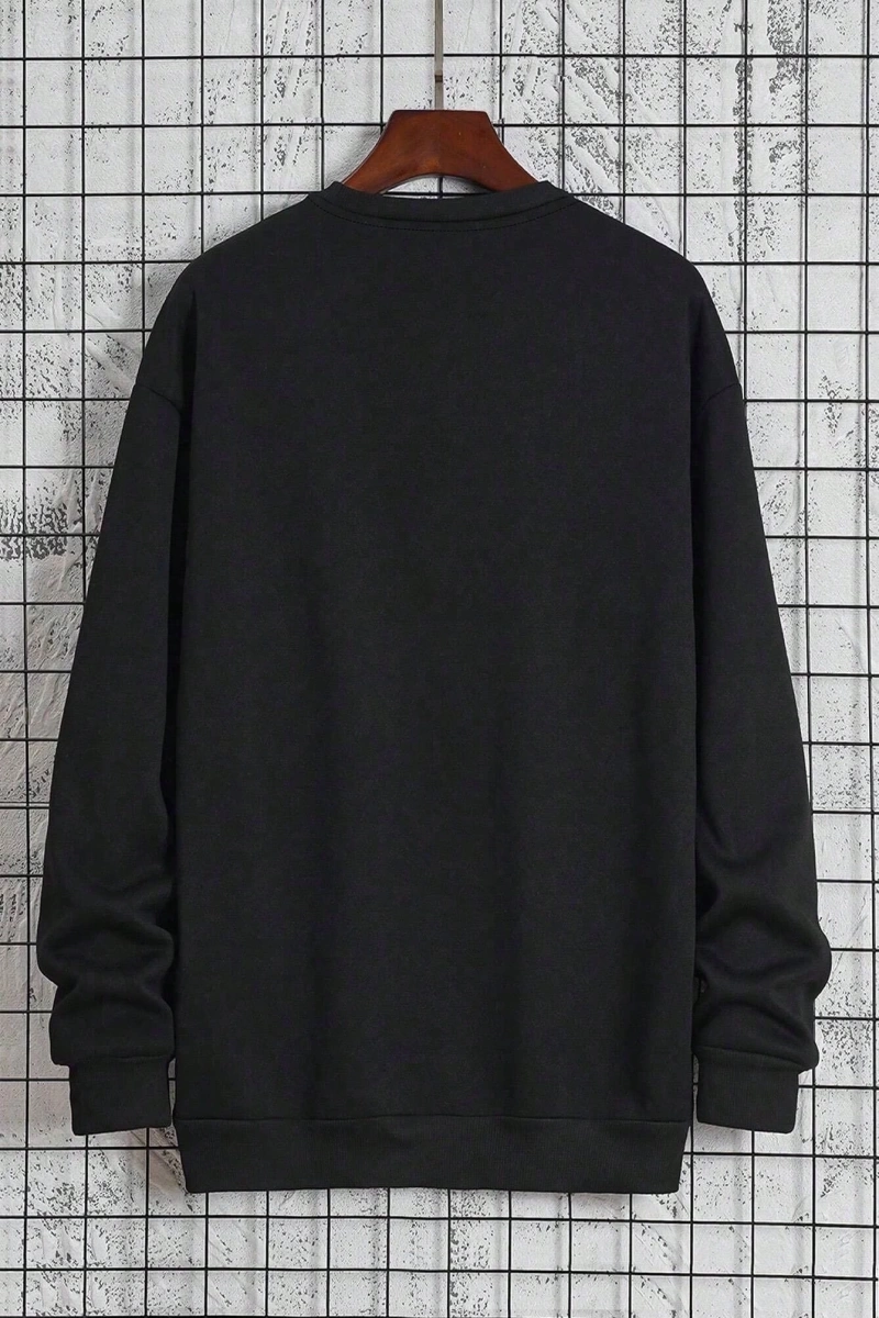 Erkek Düz Renk Düşük Omuz Bol Kesim Kapşonlu Sweatshirt Bağcıklı