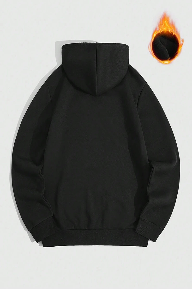 Erkek Düz Renk Düşük Omuz Bol Kesim Kapşonlu Sweatshirt Bağcıklı