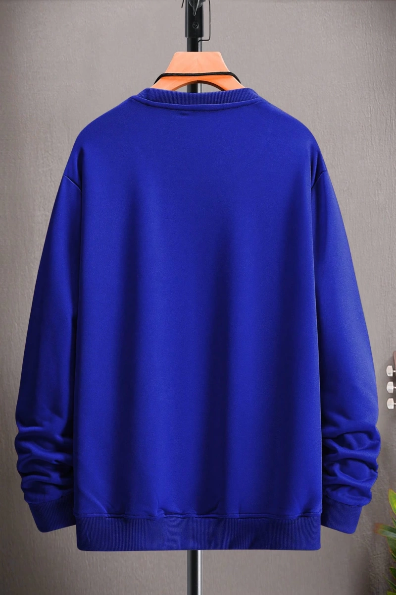 Erkek Düz Renk Düşük Omuz Bol Kesim Kapşonlu Sweatshirt Bağcıklı