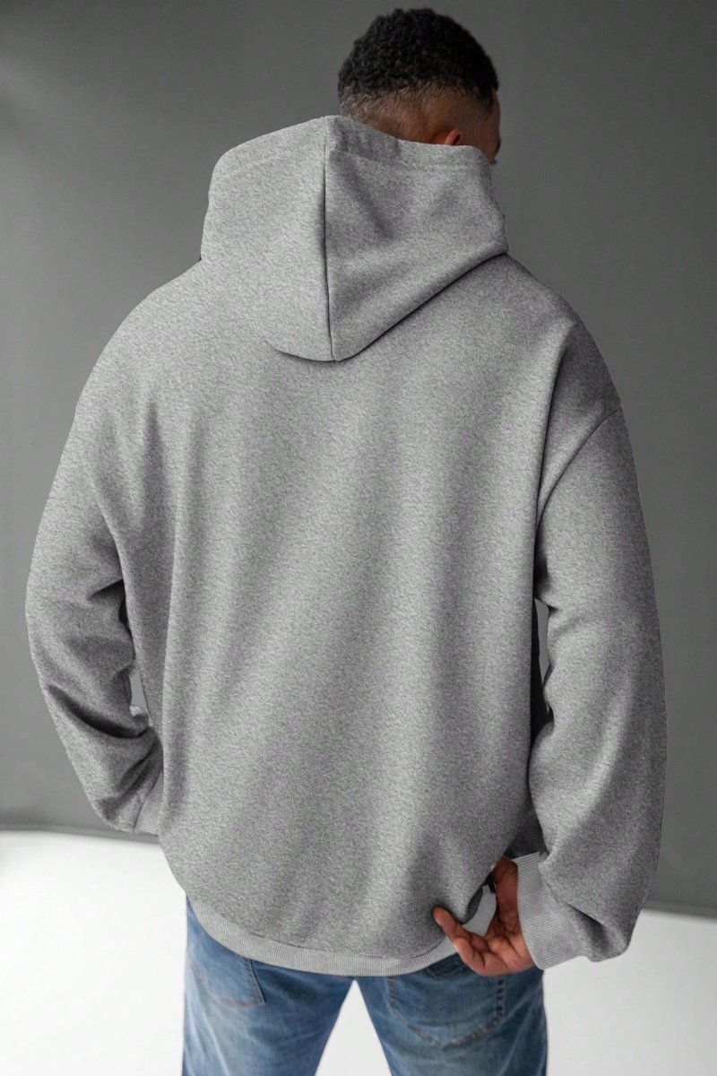 Erkek Düz Renk Düşük Omuz Bol Kesim Kapşonlu Sweatshirt Bağcıklı