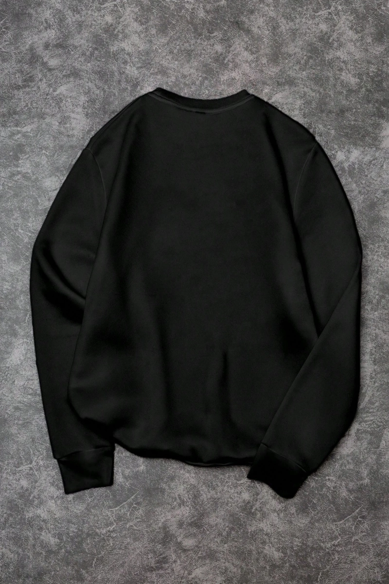 Erkek Düz Renk Düşük Omuz Bol Kesim Kapşonlu Sweatshirt Bağcıklı