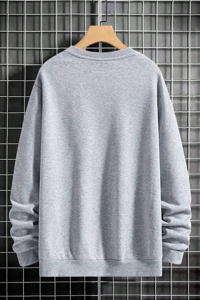 Erkek Düz Renk Düşük Omuz Bol Kesim Kapşonlu Sweatshirt Bağcıklı