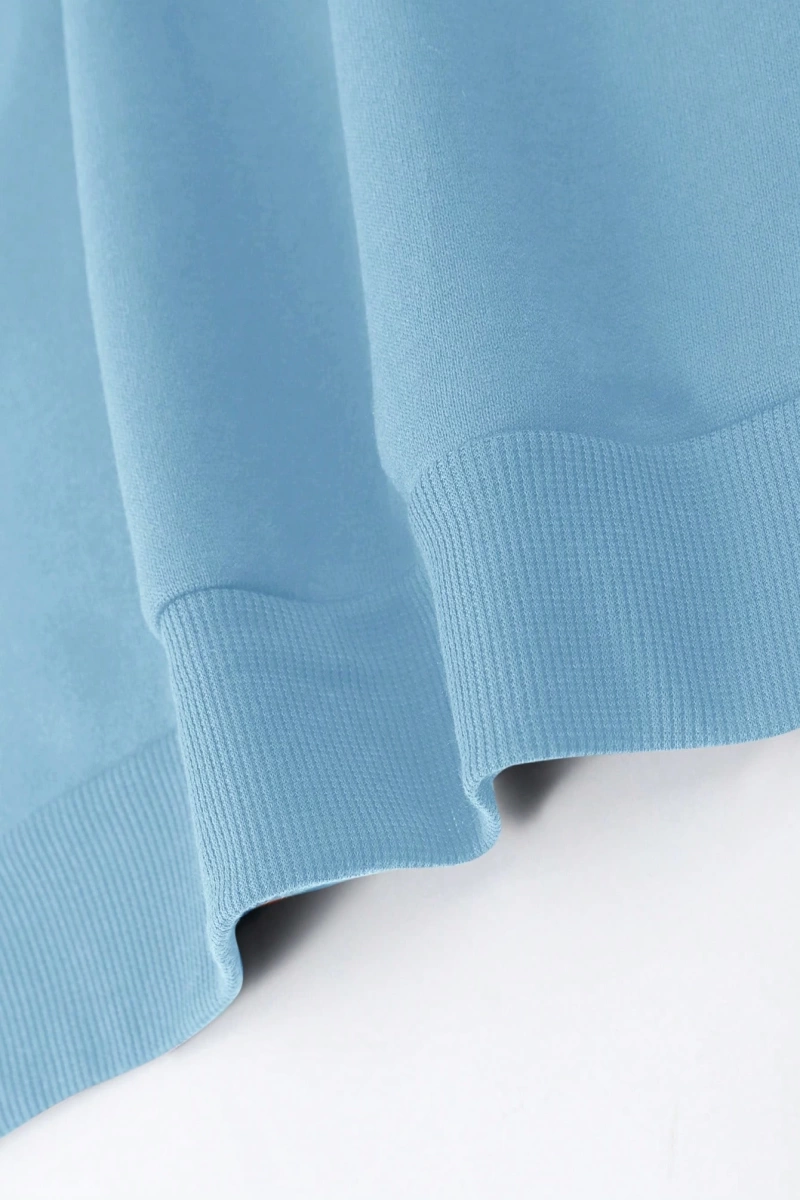 Erkek Düz Renk Düşük Omuz Bol Kesim Kapşonlu Sweatshirt Bağcıklı