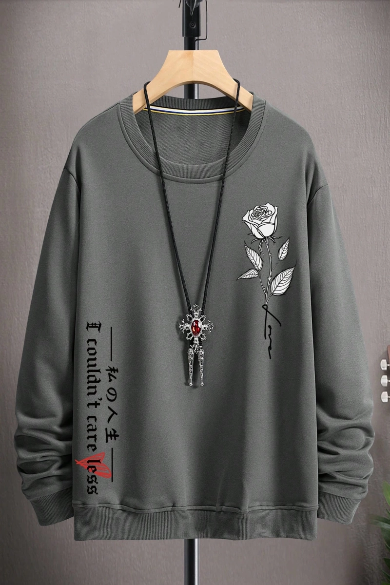 Erkek Düz Renk Düşük Omuz Bol Kesim Kapşonlu Sweatshirt Bağcıklı