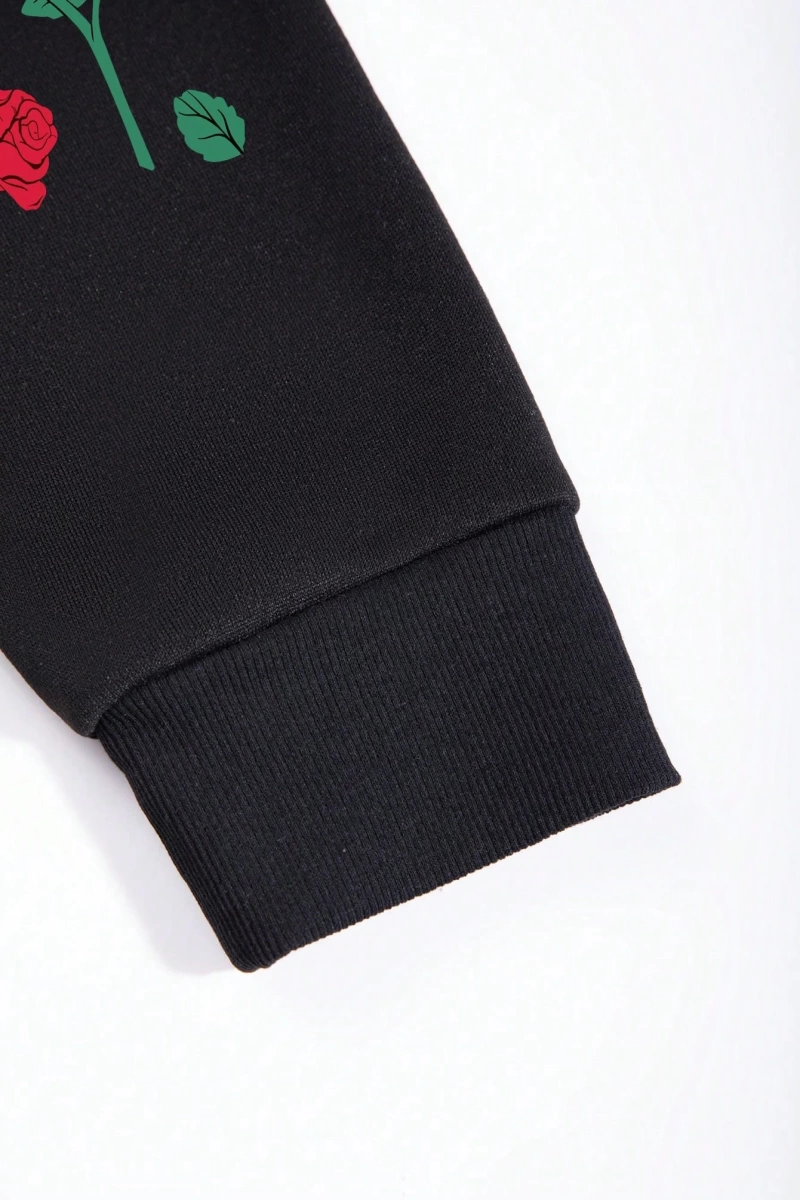 Erkek Düz Renk Düşük Omuz Bol Kesim Kapşonlu Sweatshirt Bağcıklı