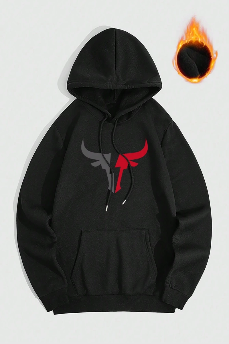 Erkek Düz Renk Düşük Omuz Bol Kesim Kapşonlu Sweatshirt Bağcıklı