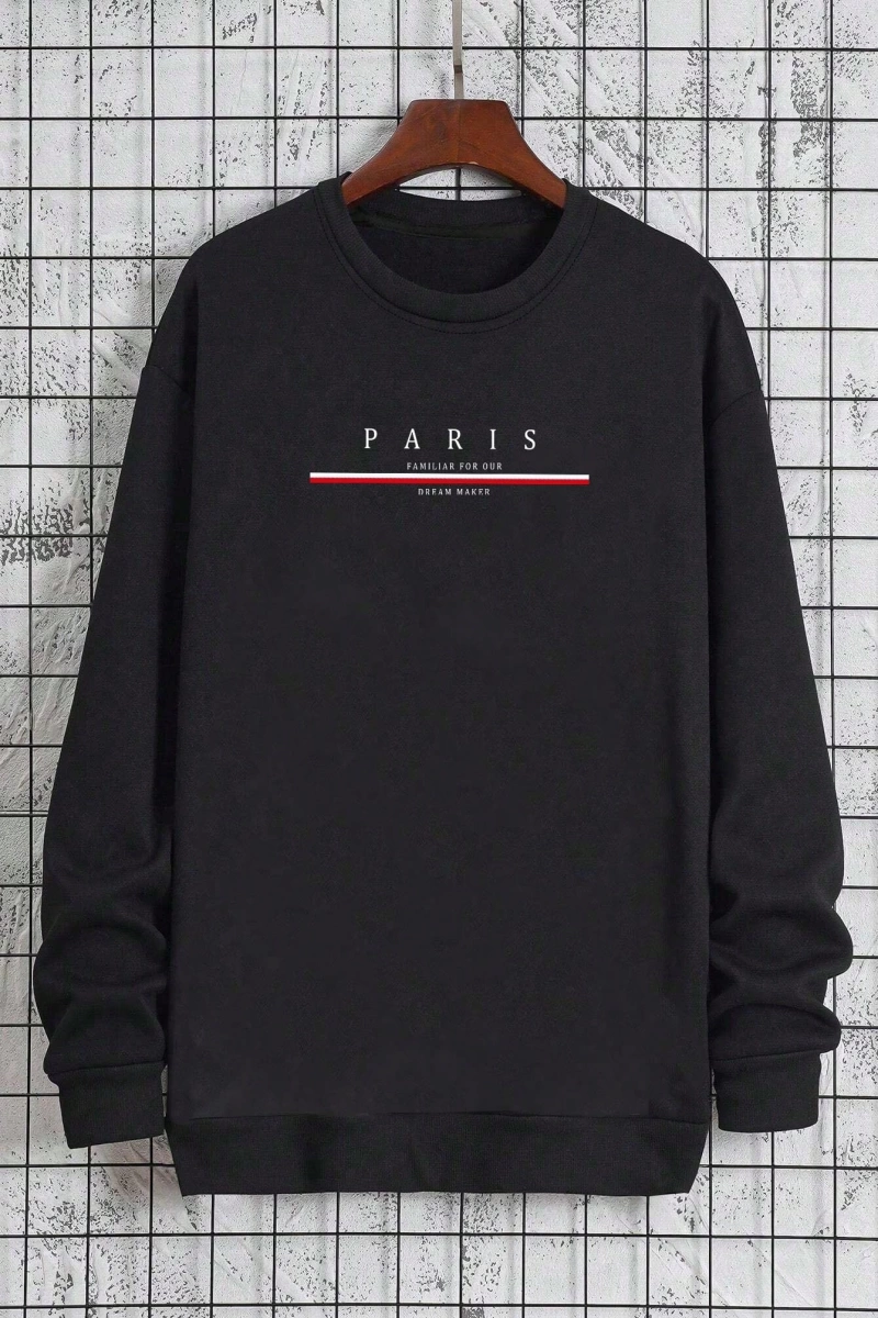 Erkek Düz Renk Düşük Omuz Bol Kesim Kapşonlu Sweatshirt Bağcıklı