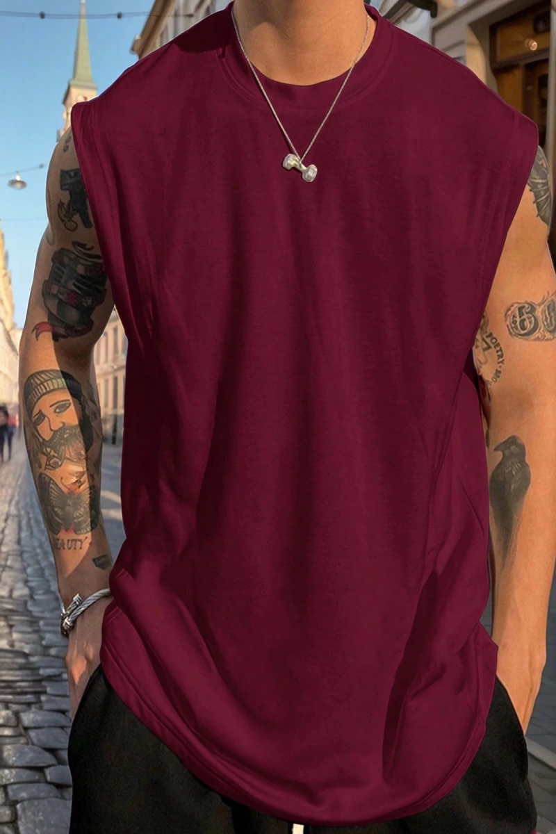 Erkek Düz Renk Günlük Geniş Askılı Tank Top