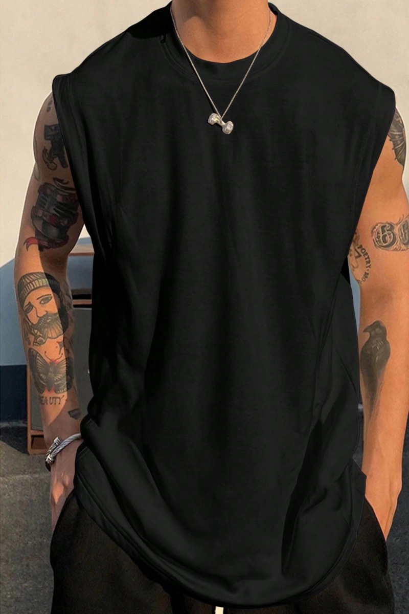 Erkek Düz Renk Günlük Geniş Askılı Tank Top