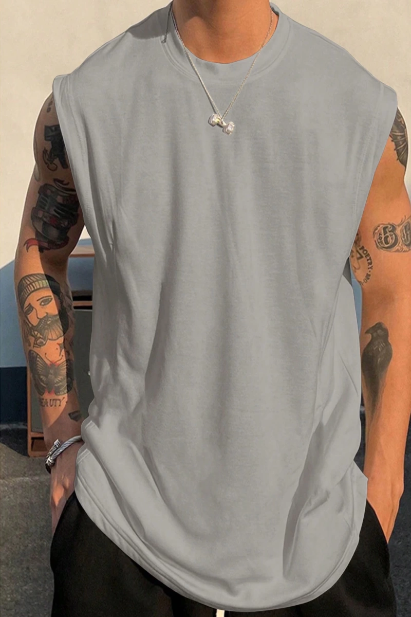 Erkek Düz Renk Günlük Geniş Askılı Tank Top