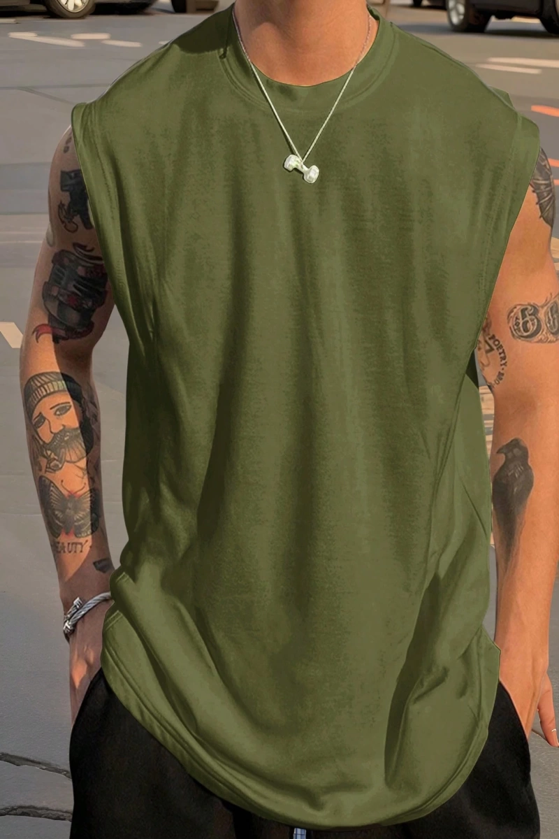 Erkek Düz Renk Günlük Geniş Askılı Tank Top