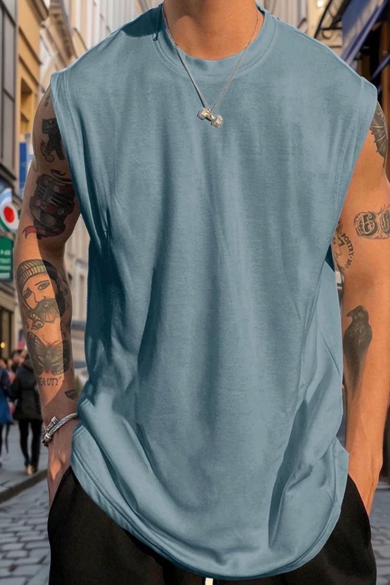 Erkek Düz Renk Günlük Geniş Askılı Tank Top