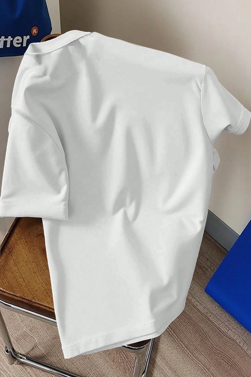 Erkek Fitted Letter Baskılı Yuvarlak Yaka Kısa Kollu Tişört, Yaz İçin Uygun