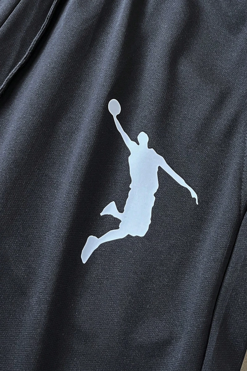 Erkek Genç Sokak INS Basketbol Forması Tarzı Tişört Seti, Klasik Siyah ve Bey