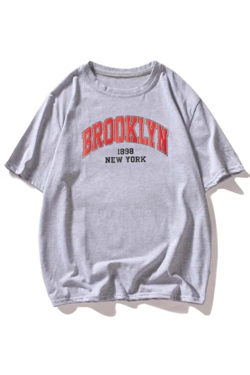 Erkek Gri Tişört Oversize Brooklyn T-shirt