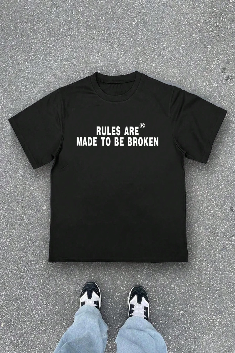 Erkek Günlük Büyük Boy Raglan Yuvarlak Yaka Tişört Grafik D