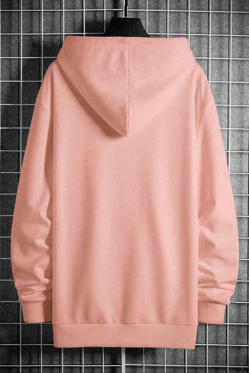 Erkek Günlük Harf Baskılı Kapüşonlu Sweatshirt Bağcıklı