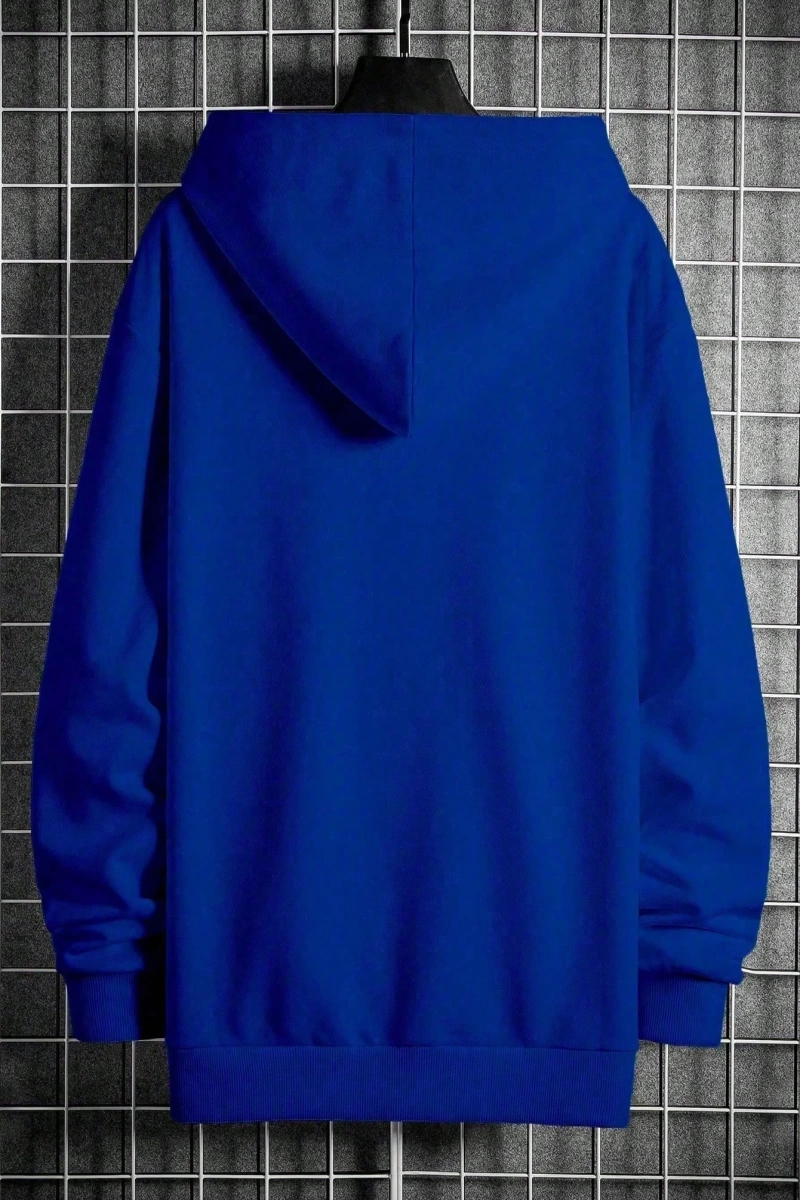 Erkek Günlük Harf Baskılı Kapüşonlu Sweatshirt Bağcıklı
