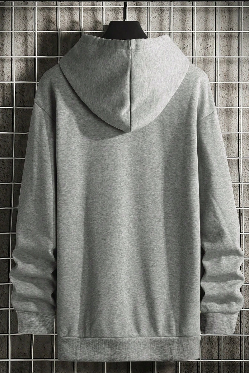 Erkek Günlük Harf Baskılı Kapüşonlu Sweatshirt Bağcıklı