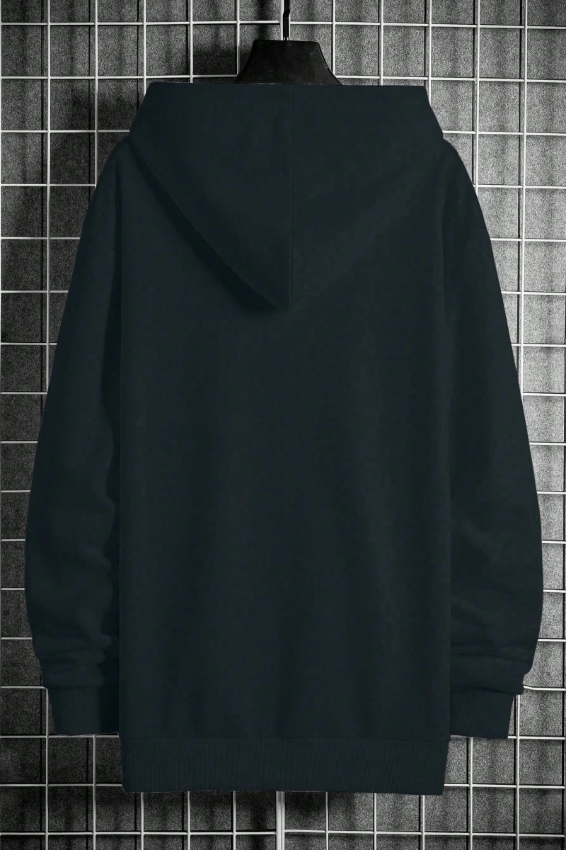 Erkek Günlük Harf Baskılı Kapüşonlu Sweatshirt Bağcıklı
