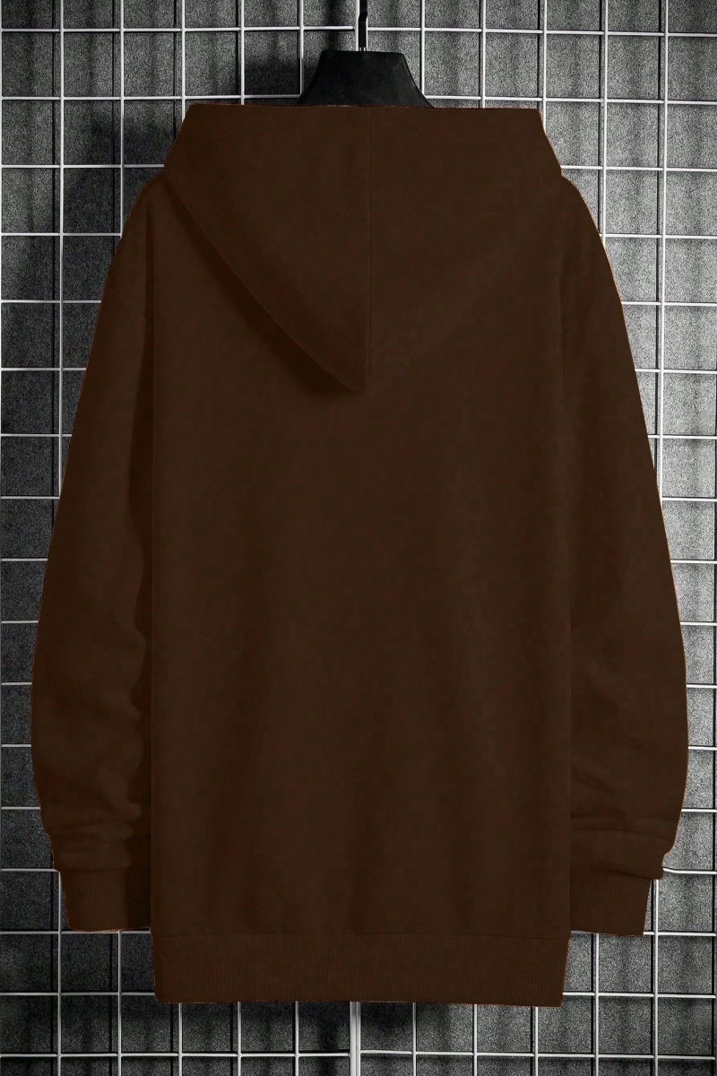 Erkek Günlük Harf Baskılı Kapüşonlu Sweatshirt Bağcıklı