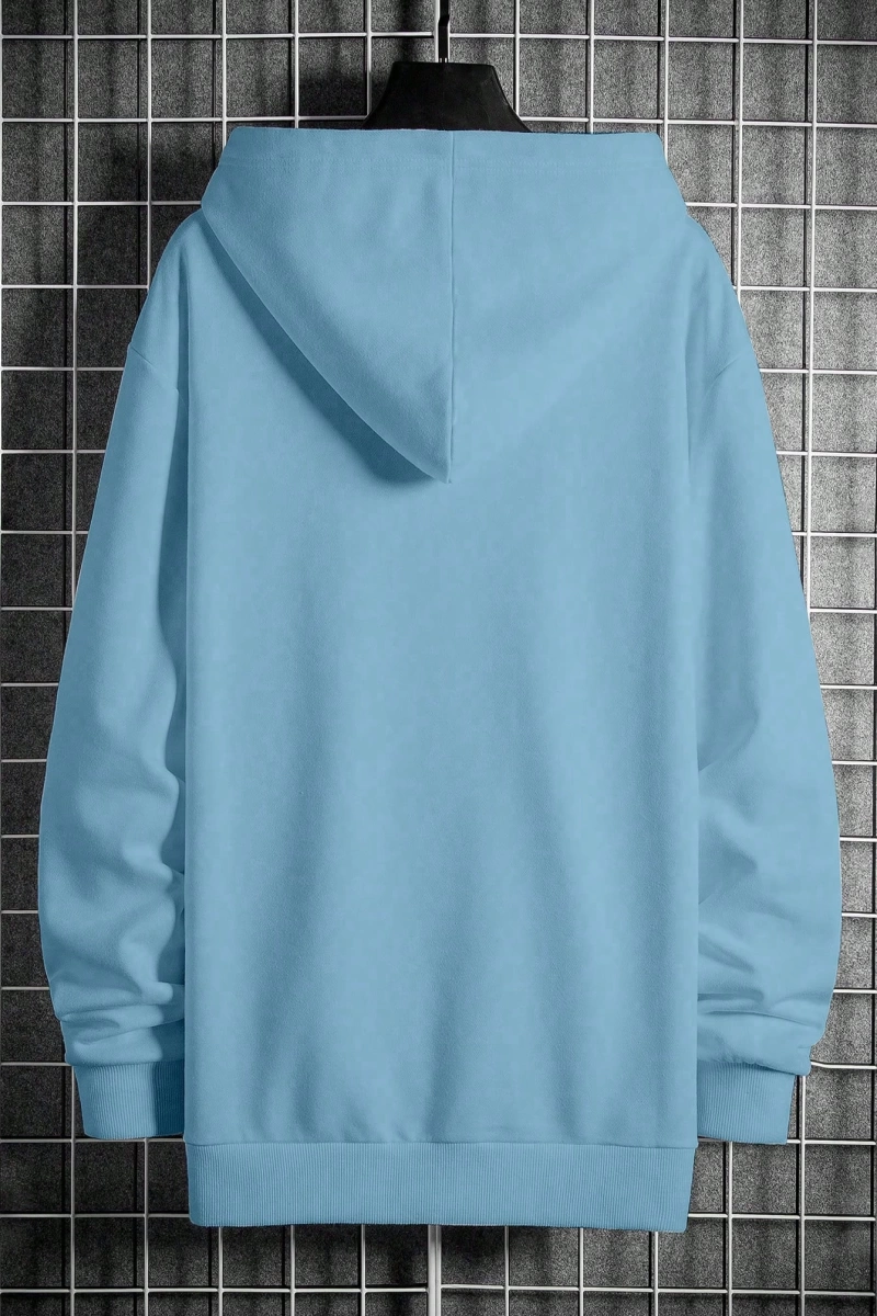 Erkek Günlük Harf Baskılı Kapüşonlu Sweatshirt Bağcıklı