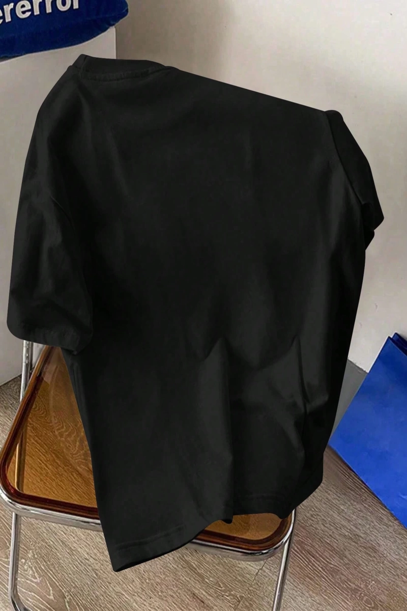 Erkek Günlük Yuvarlak Yaka Kısa Kollu Tişört, Düz Renk Minimalist Moda, İlkbahar ve Yaz Günlü