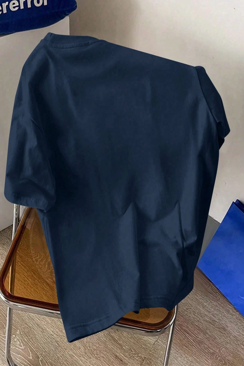 Erkek Günlük Yuvarlak Yaka Kısa Kollu Tişört, Düz Renk Minimalist Moda, İlkbahar ve Yaz Günlü