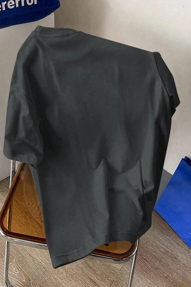 Erkek Günlük Yuvarlak Yaka Kısa Kollu Tişört, Düz Renk Minimalist Moda, İlkbahar ve Yaz Günlü
