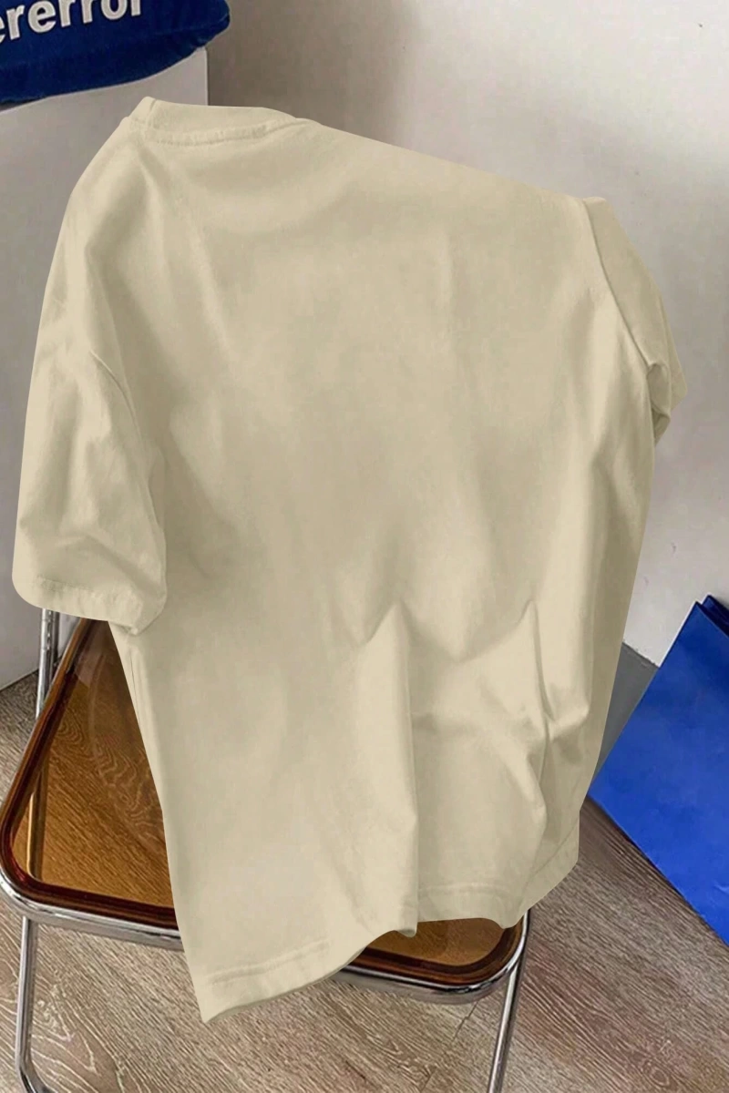 Erkek Günlük Yuvarlak Yaka Kısa Kollu Tişört, Düz Renk Minimalist Moda, İlkbahar ve Yaz Günlü