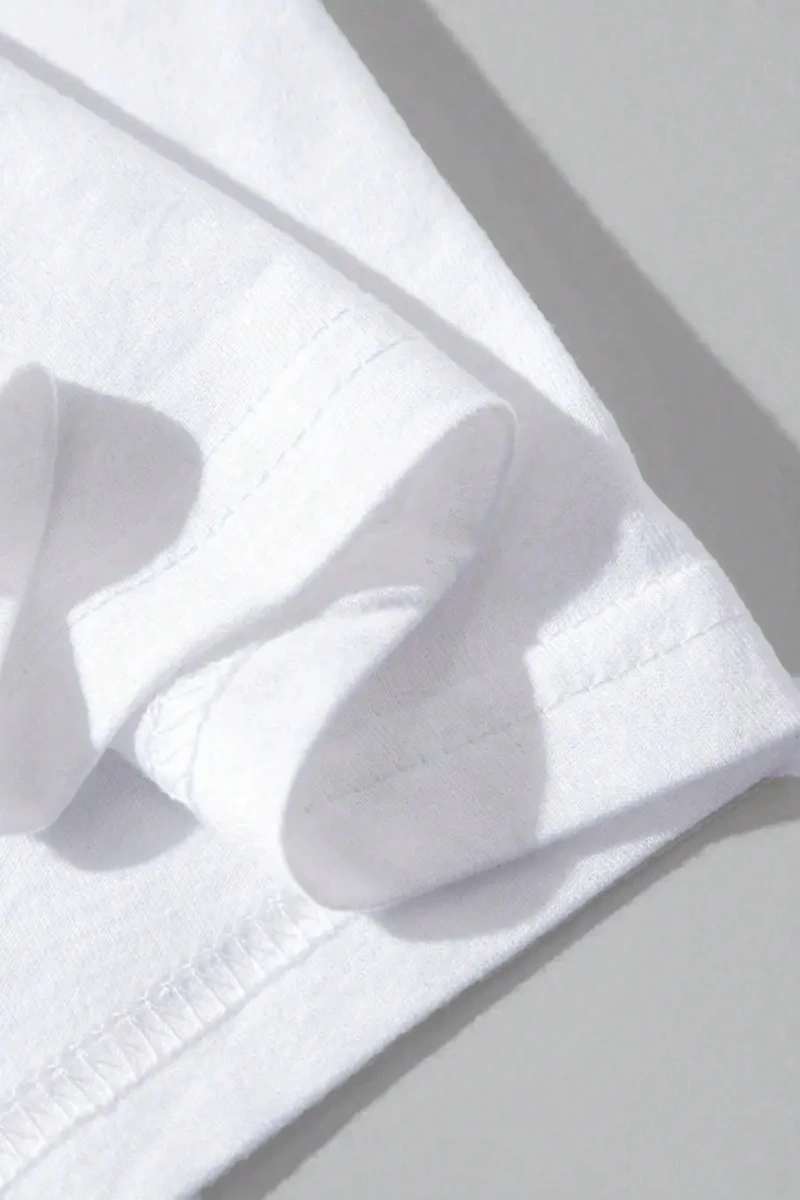 Erkek Günlük Yuvarlak Yaka Kısa Kollu Tişört, Düz Renk Minimalist Moda, İlkbahar ve Yaz Günlü