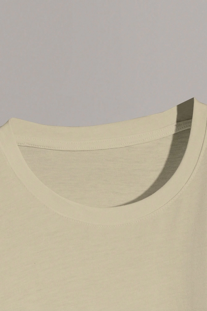 Erkek Günlük Yuvarlak Yaka Kısa Kollu Tişört, Düz Renk Minimalist Moda, İlkbahar ve Yaz Günlü