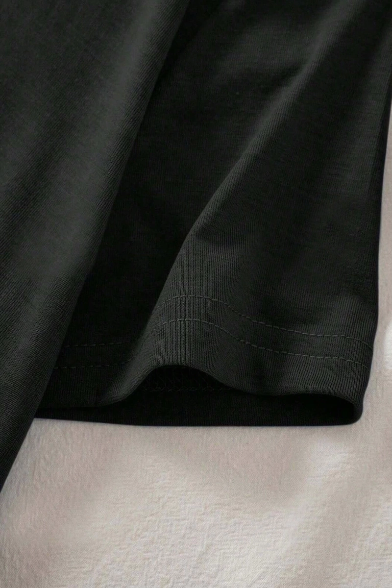 Erkek Harf ve Kalp Baskılı Yuvarlak Yaka Kısa Kollu Tişört, Yaz