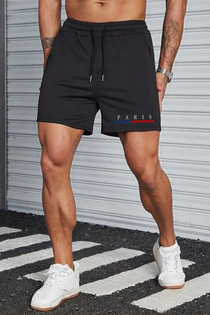 Erkek Harfli Grafik Bağcıklı Bel Şort Jogger Antrenman Baba Ve Ben