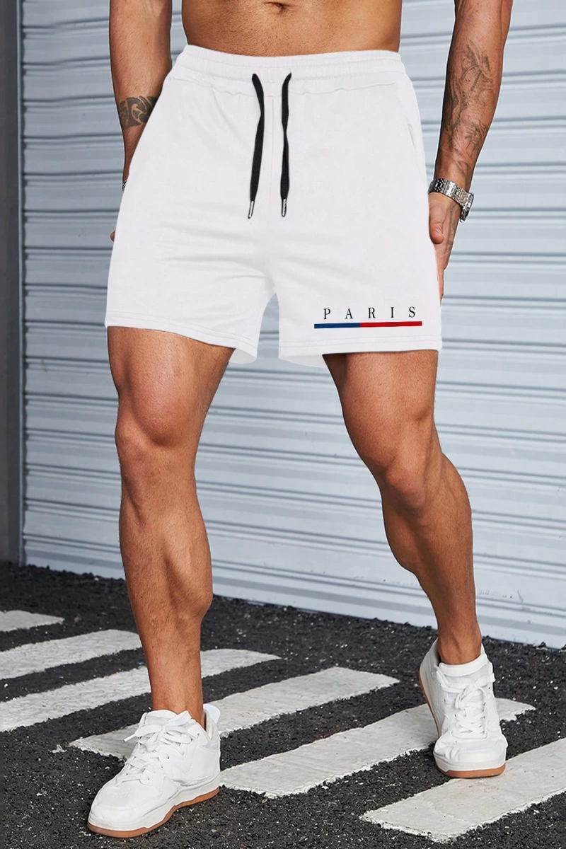 Erkek Harfli Grafik Bağcıklı Bel Şort Jogger Antrenman Baba Ve Ben