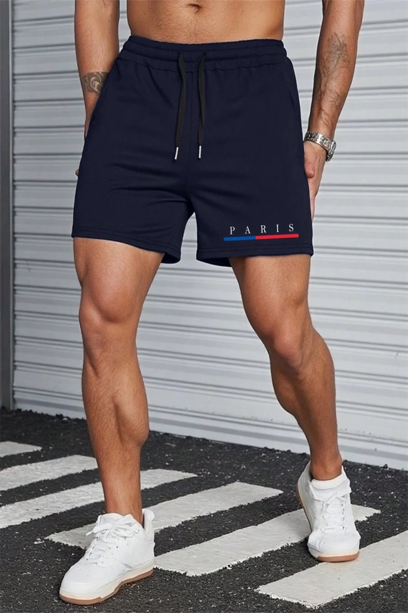 Erkek Harfli Grafik Bağcıklı Bel Şort Jogger Antrenman Baba Ve Ben