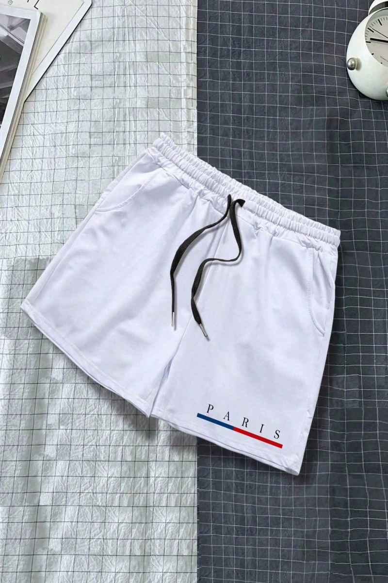 Erkek Harfli Grafik Bağcıklı Bel Şort Jogger Antrenman Baba Ve Ben